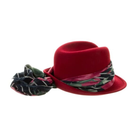 Maison Michel Fedora Hat with Scarf.